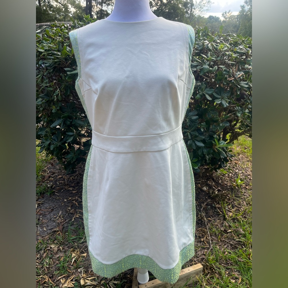 Gibson Latimer Ivory Sleeveless with Damask Trim Dress Size XL